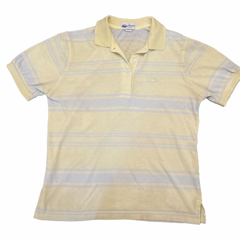 Vintage 80s Lacoste Club Womens Striped Polo Shirt